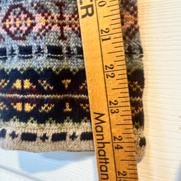Nordic Fair Isle Smock Neck Sweater Large 100% Cotton - Picture 5 of 9